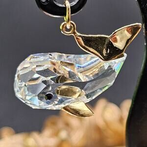 Swarovski Crystal Memories Whale Pendant Necklace - Vintage Collectible Jewelry